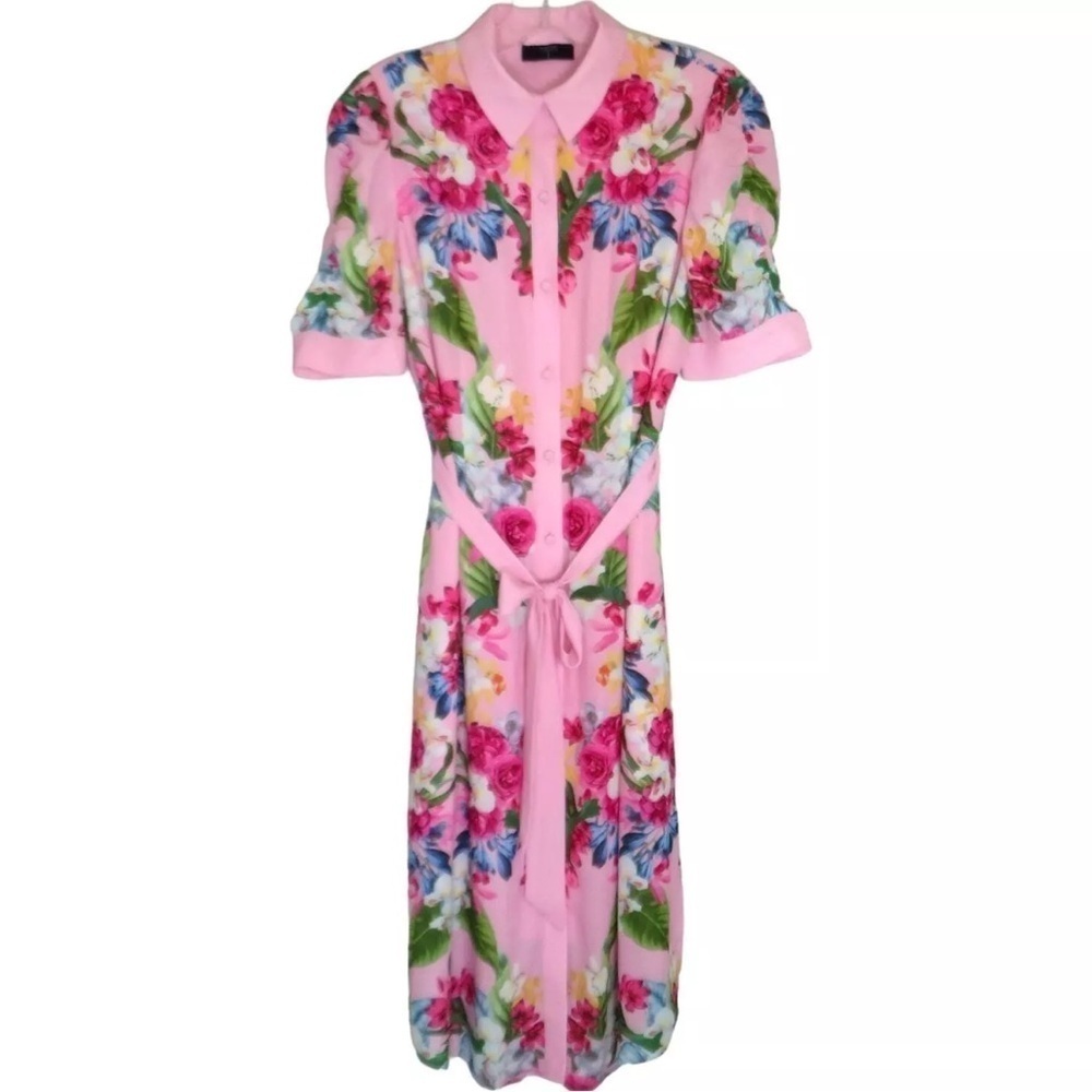 T Tahari Rose Pink Floral Midi Dress XS - Picture 8 of 8